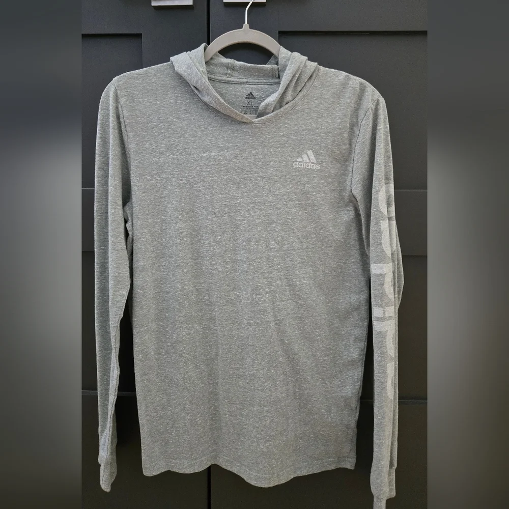 Adidas Boy's Heathered Sage Green  Lightweight Cotton Hoodie